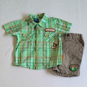 disney tigger matching outfit set plaid shirt & shirts cotton 2T toddler boys
